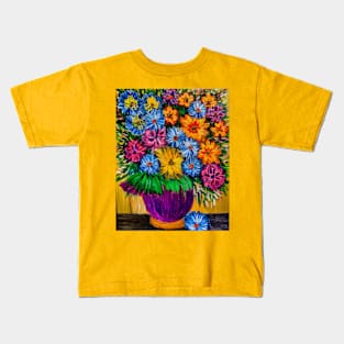 Fun and colorful abstract flowers Kids T-Shirt